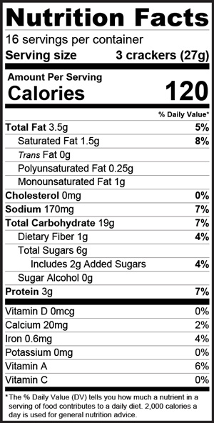 Royal Lunch Milk Crackers Nutritional Facts